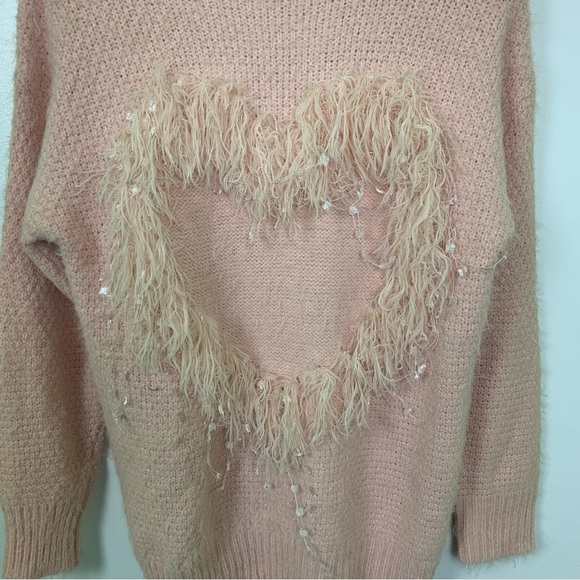 Molly Bracken Fuzzy Heart Knit Sweater - Picture 3 of 6